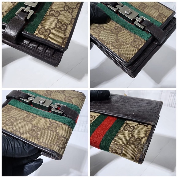 Authentic GUCCI Monogram Web Wallet Brown/Beige - Picture 7 of 15